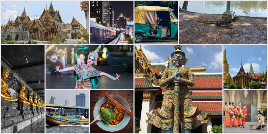 „Bangkok Impressionen mit Tempeln, Skyline, Tuk‑Tuk und Waran